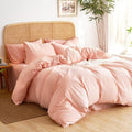 Wake In Cloud - Striped Cotton Duvet Cover Set, 100% Washed Cotton Textured by WakeInCloud