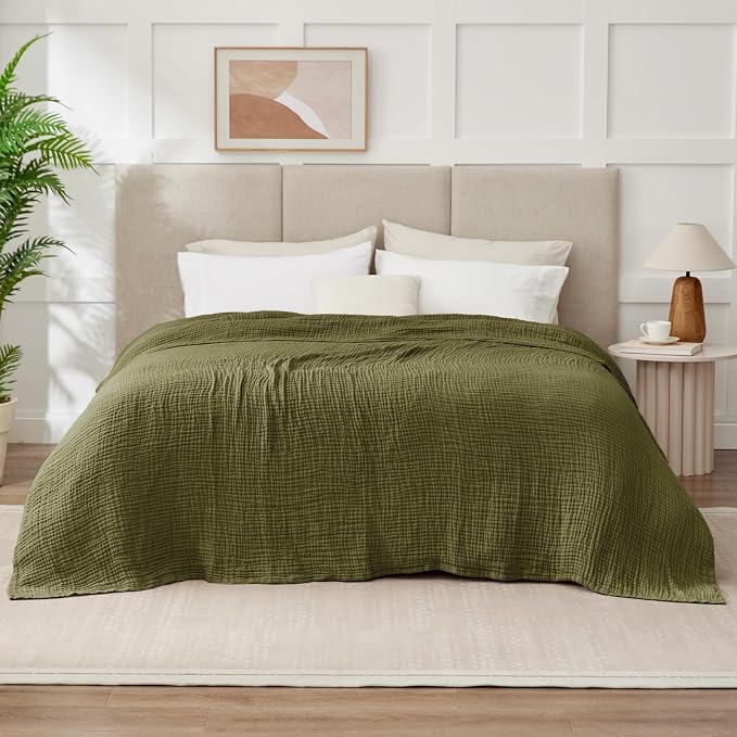 100% Cotton Muslin Blanket King 108" x 90", Breathable and Lightweight Cotton - Image 7