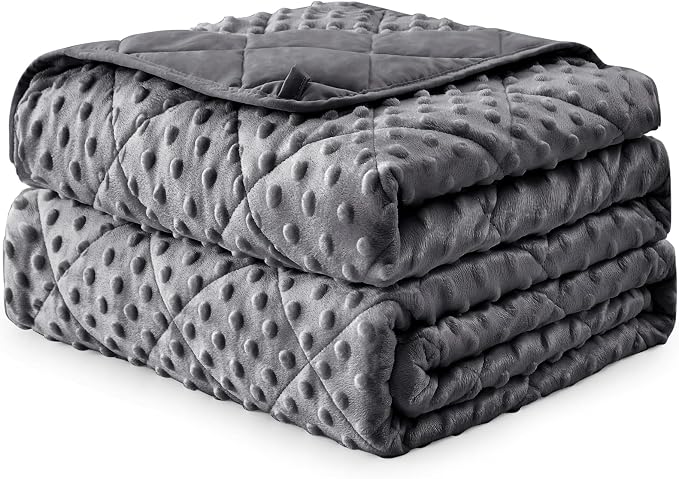 Grey Weighted Blanket Kids 10lbs, Breathable Cooling Minky Heavy Throw Blanket - Image 9