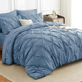 HIMEET Pintuck Bed in a Bag, 7 Pieces Oversized King Comforter Set Grayish Blue by Unknown