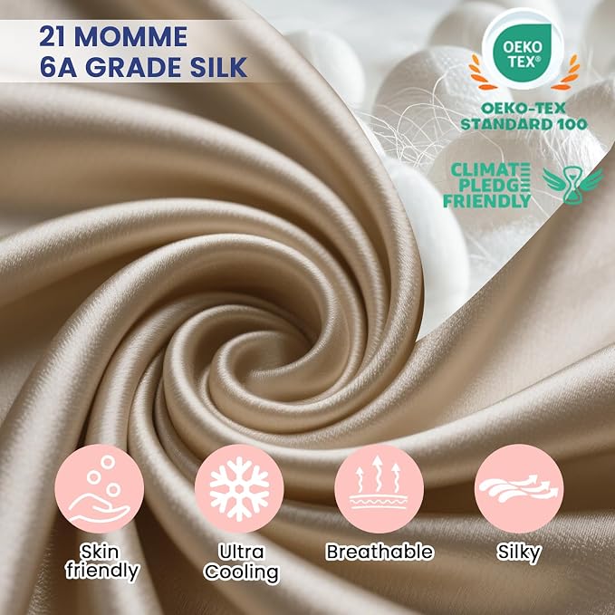 Ravmix Silk Pillow Cases with Zipper, 21momme Mulberry Silk Pillowcase - Image 5