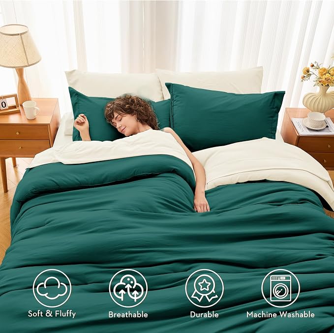 MUXHOMO 7 Pieces King Comforter Set, Soft Bed in a Bag King Size, All Season - Image 2