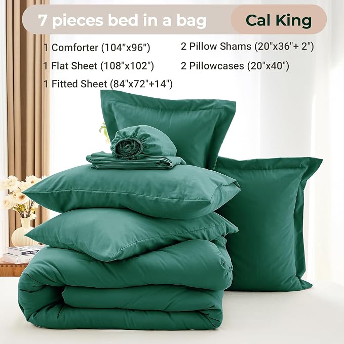 MUXHOMO 7 Pieces California King Comforter Set, Soft Bed in a Bag Cal King Size - Image 5