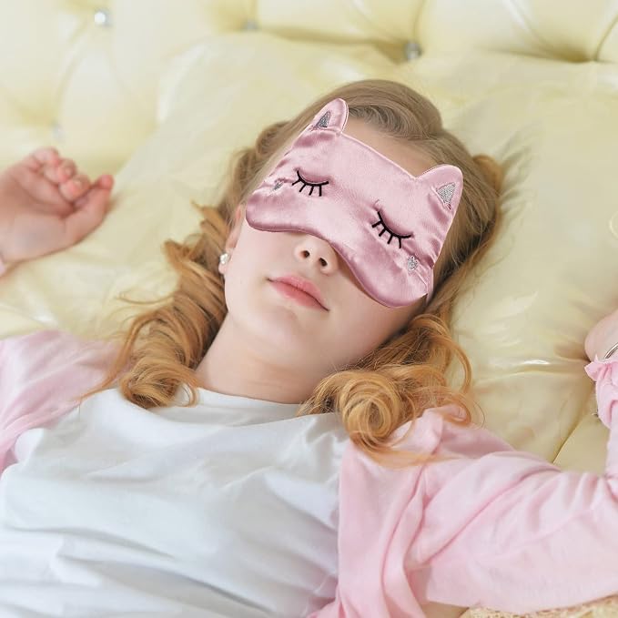 Haysandy 3 Pieces Sleep Mask for Kids Girls Cute Cat Sleeping Eye Cover Soft - Image 5