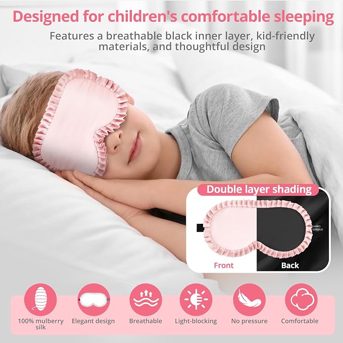 Kids Sleep Mask, 100% Real Mulberry Silk Eye Mask, Sleeping Mask - Image 4