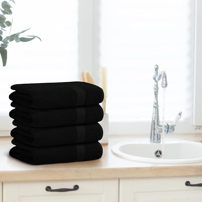 Avalon Towels Black Bath Towels Set of 4 pcs, 100% Cotton Towel Absorbent and - Image 5