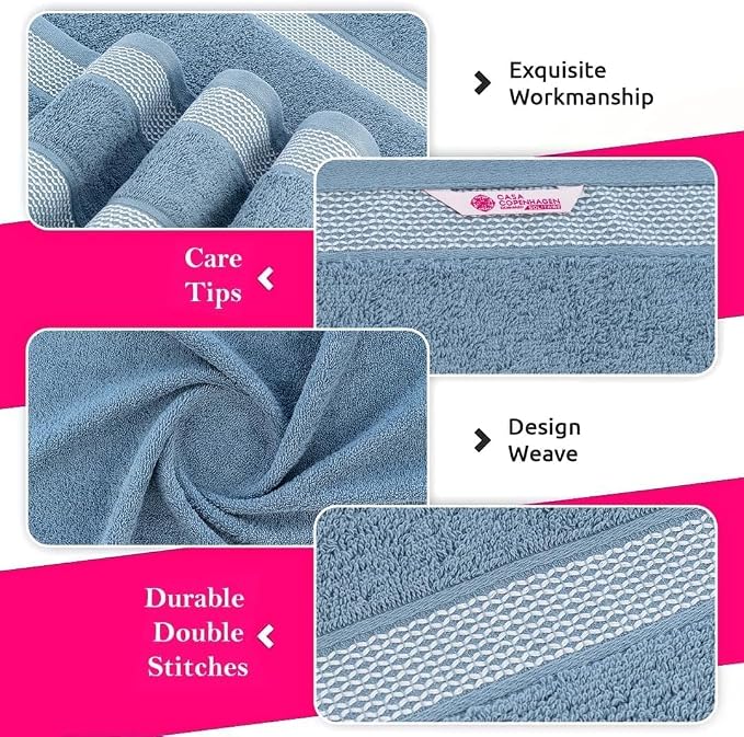 CASA COPENHAGEN Solitaire 6Pcs 100% Egyptian Cotton Large Designer Towels Gift - Image 3