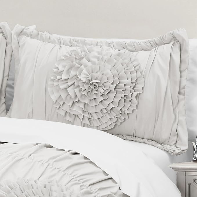 Lush Decor Serena Comforter Set, 3 Piece Set, Light Gray - Image 2