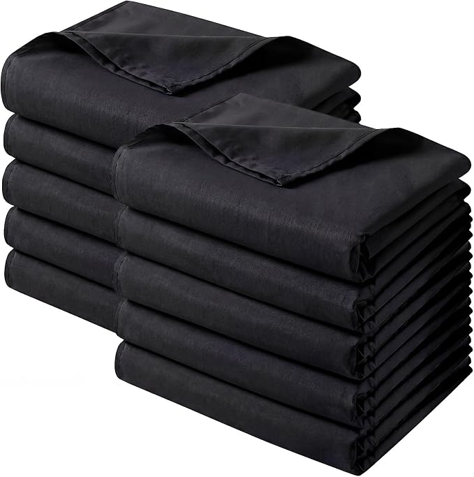 Preboun 10 Pcs Black Flat Sheets Bulk Twin Size Soft Microfiber Top Flat by Preboun