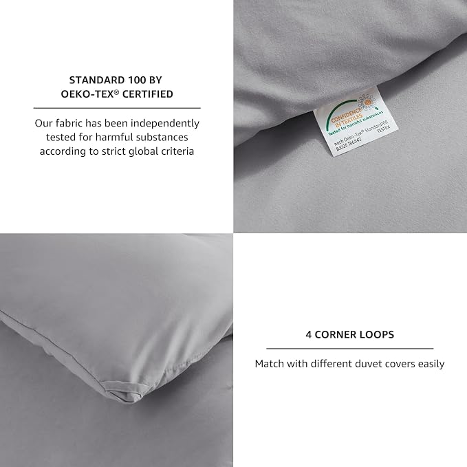 CozyLux King Size Comforter Set Grey, 3 Pieces Solid Comforters King Size - Image 4