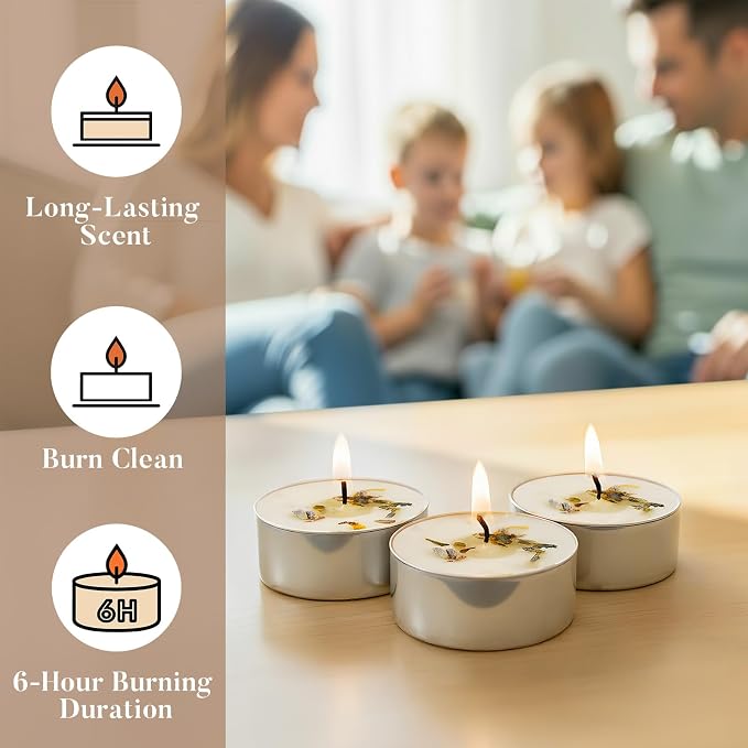 8 Pack Laven​der Tealight Candles - Image 3