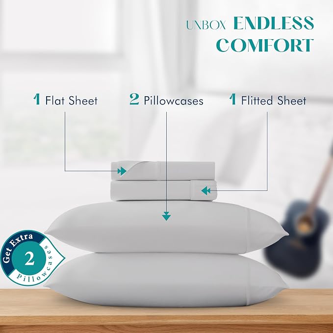 XOOX Linen 100% Egyptian Cotton Sheets California King Size - Image 3