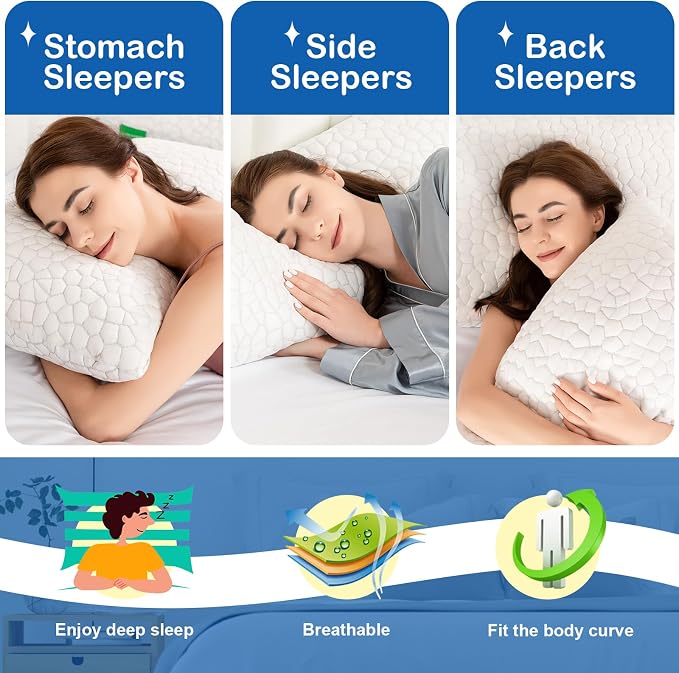Cooling Pillow King Size Set of 2, Adjustable Bed Pillows - Image 7