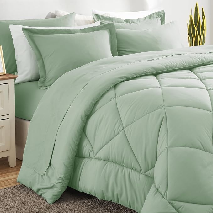 CozyLux Full Size Comforter Sets Sage Green - Image 8