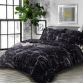 Nanko Comforter Set Queen Size, Dark Black Marble Print 88 x 90 inch Reversible by NANKO