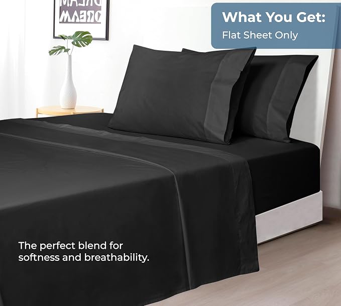 Royale Linens 100% Organic Cotton Queen Flat Sheet Only - Image 5