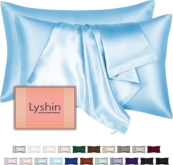 Silk Pillow Cases 2 Pack Standard Size by LYSHINSILKPILLOWCASES