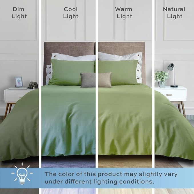 White Classic Sage Green Duvet Cover Queen Size, Microfiber Duvet Cover - Image 8