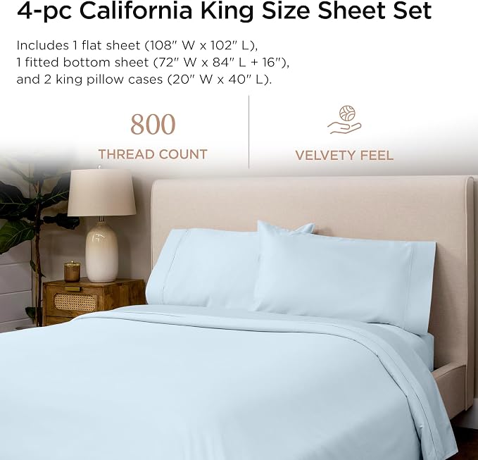 Threadmill Luxury 800 Thread Count California King 100% Cotton Sheets - Image 2