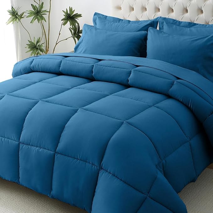 JOLLYVOGUE Full Comforter Set, Ultra-Soft Bed in a Bag Full Size 7 Pieces by JOLLYVOGUE