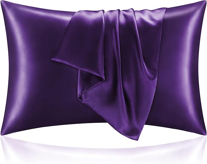 BEDELITE Satin Pillowcase with Zipper, Plum Purple King Size Pillow Cases Set by BEDELITE
