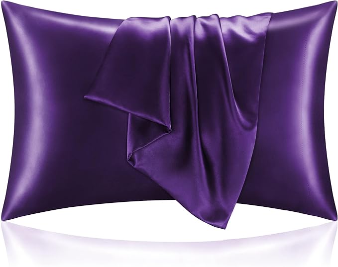 BEDELITE Satin Pillowcase with Zipper, Plum Purple Pillow Cases Queen Size Set by BEDELITE