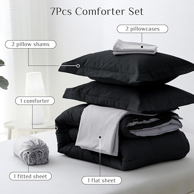 JOLLYVOGUE Queen Comforter Set, Ultra-Soft Bed in a Bag Queen Size 7 Pieces - Image 5