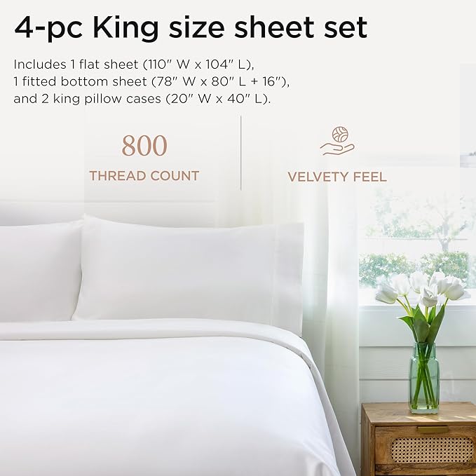 Threadmill Luxury 800 Thread Count King 100% Cotton Sheets - Image 2
