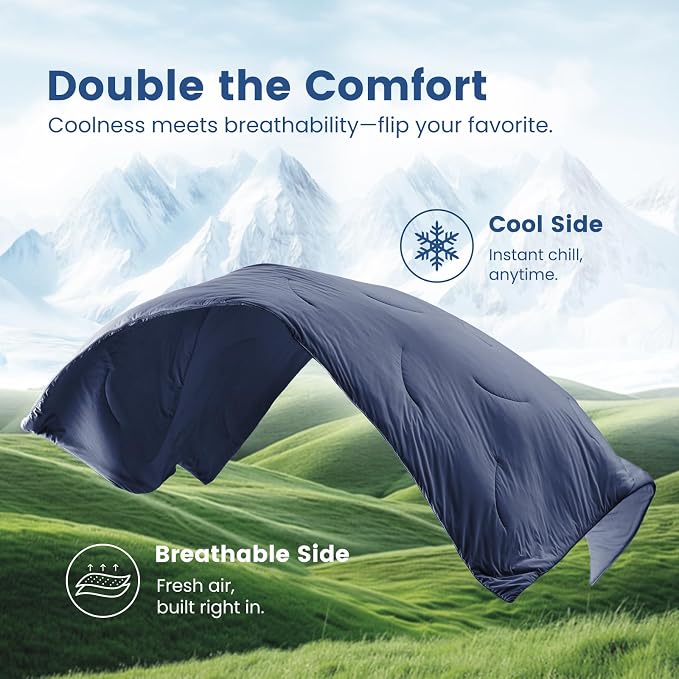 Cozy Bliss Cooling Comforter King Size, Reversible Lightweight Cooling Blankets - Image 9