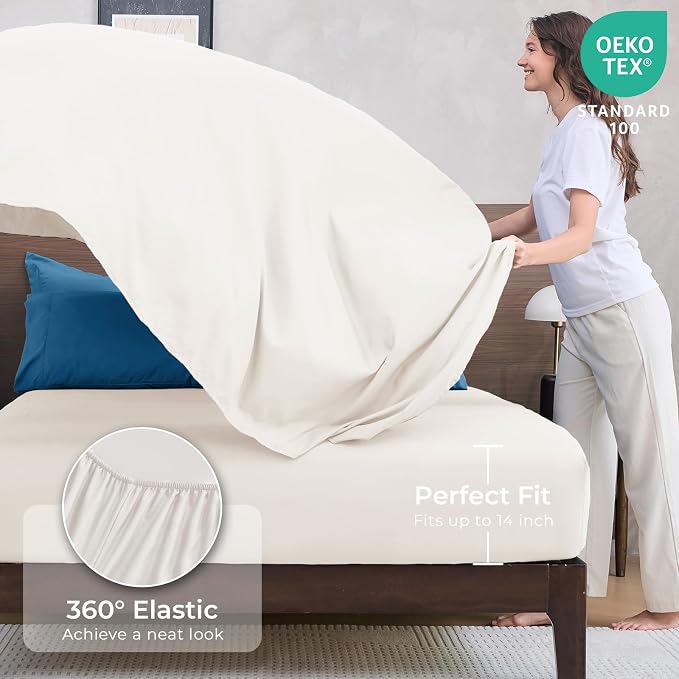 HEVUMYI Teal Blue & Ivory Queen Comforter Set - Image 5