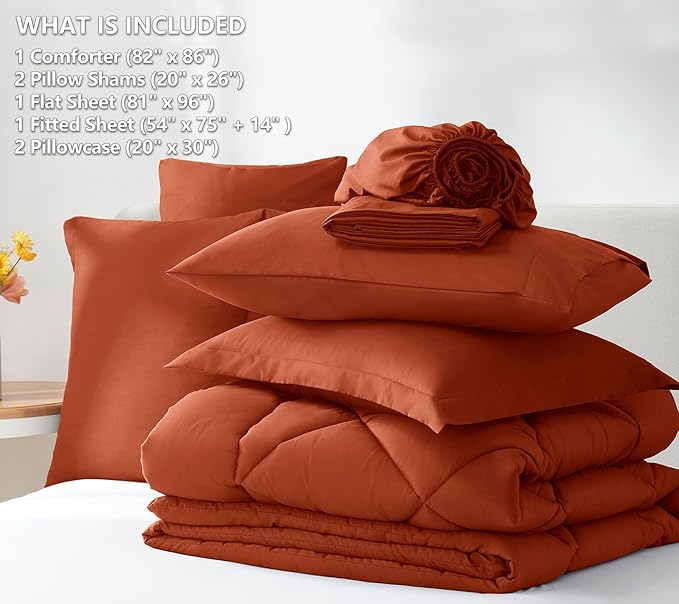 CozyLux Full Size Comforter Sets Burnt Orange - Image 6