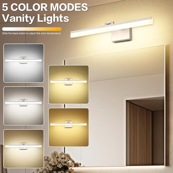 SOLFART 24 inch LED Vanity Lights Brushed Nickel Bathroom Light Fixture - Image 3