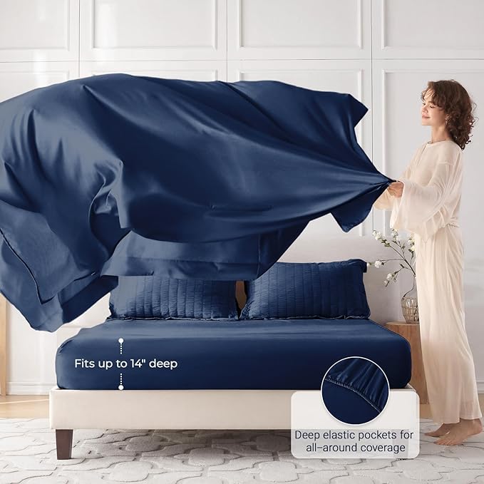MUXHOMO 7 Pieces California King Comforter Set, Seersucker Bed in a Bag Cal - Image 3