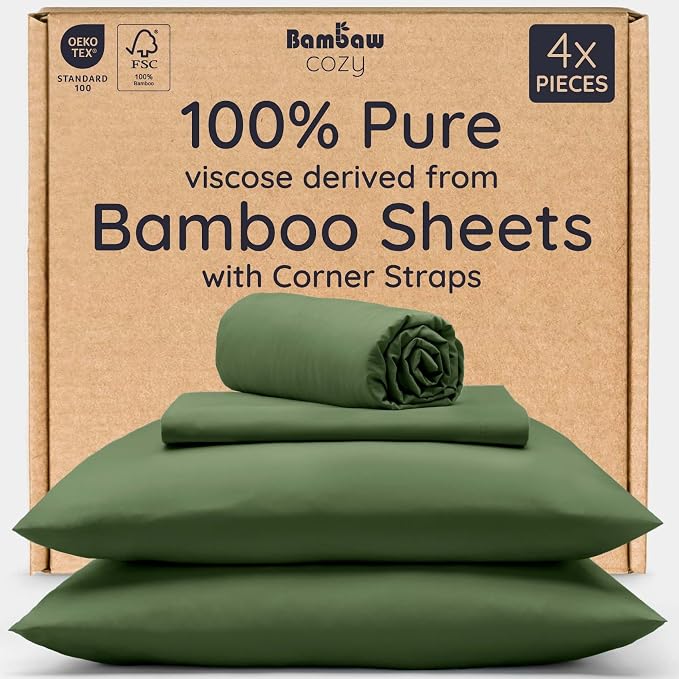 Bambaw 100% Viscose Derived from Bamboo Sheets Queen Size Set – 4pcs Cooling by Bambaw