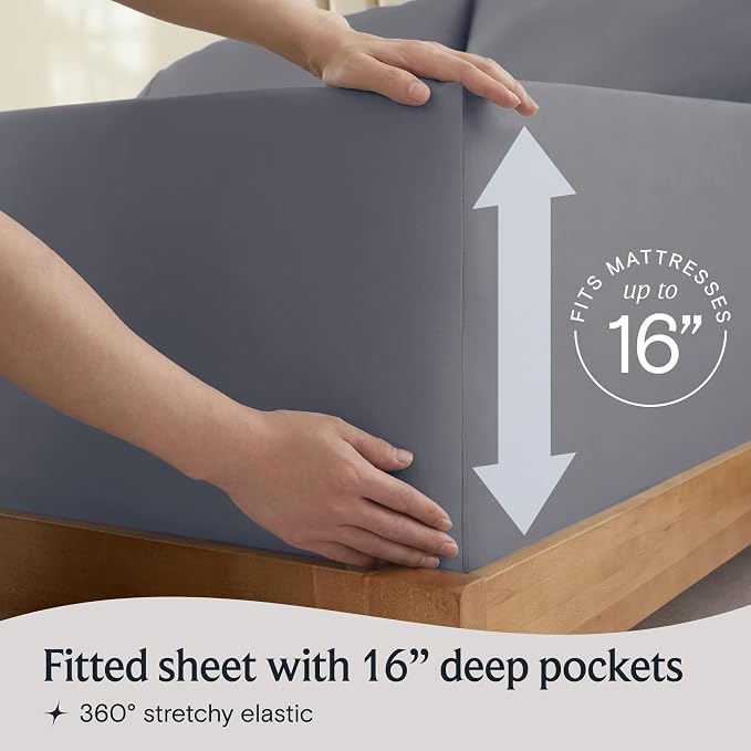 LuxClub 4 PC King Size Sheet Set Deep Pockets 18" Wrinkle Free Cooling Bed - Image 6