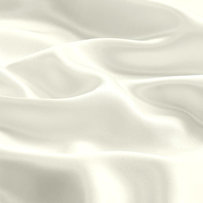 BEDELITE Satin Pillowcase with Zipper, Ivory Pillow Cases Queen Size Set of 2 - Image 3