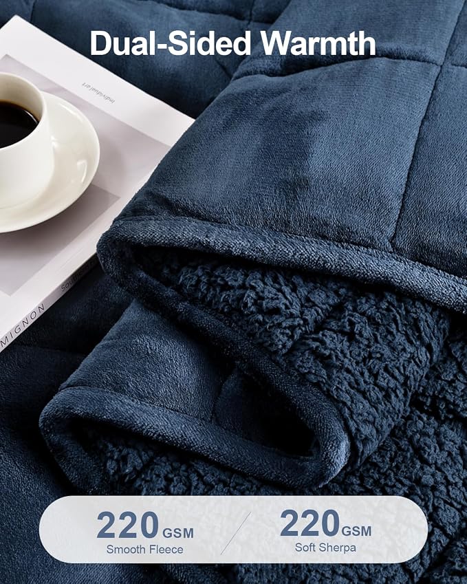 Super Fuzzy Soft Sherpa Fleece Weighted Blanket, 20 lbs Dual Sided Fluffy Heavy - Image 3