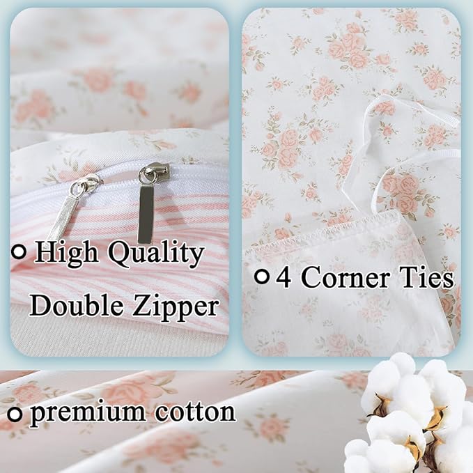 FADFAY Pink Floral Duvet Cover Set - Image 3
