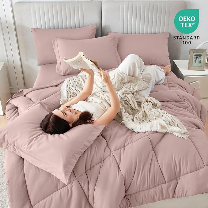 Sasttie Twin Comforter Set, 5 Pieces Bed in a Bag Twin, Complete Bedding Set - Image 5