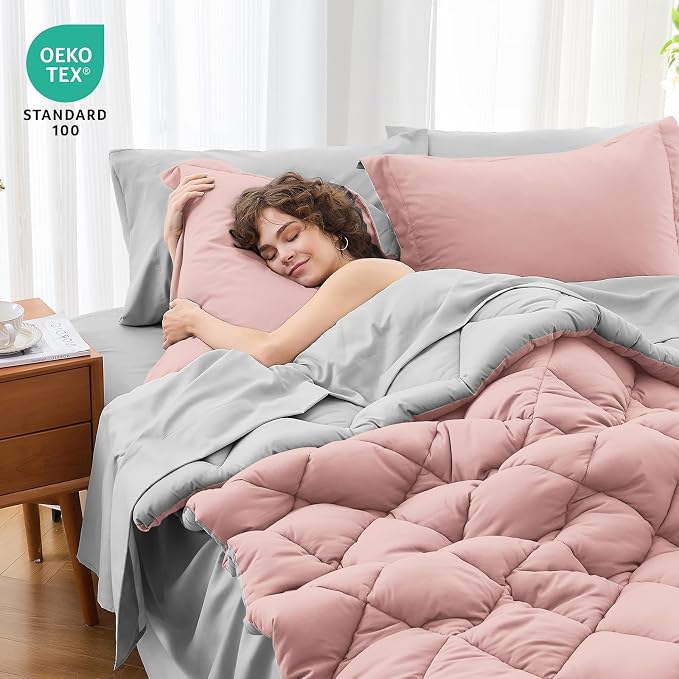 MUXHOMO 5 Pieces Twin Comforter Set, Reversible Bed in a Bag Twin Size - Image 4