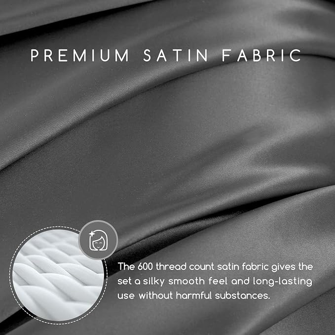 MR&HM Satin Bed Sheets, Full Size Sheets Set - Image 3