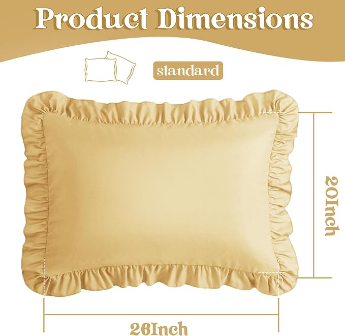 KKJIAF Ruffle Pillow Cases Standard Size Set of 2, Ruffled Pillow Covers - Image 3