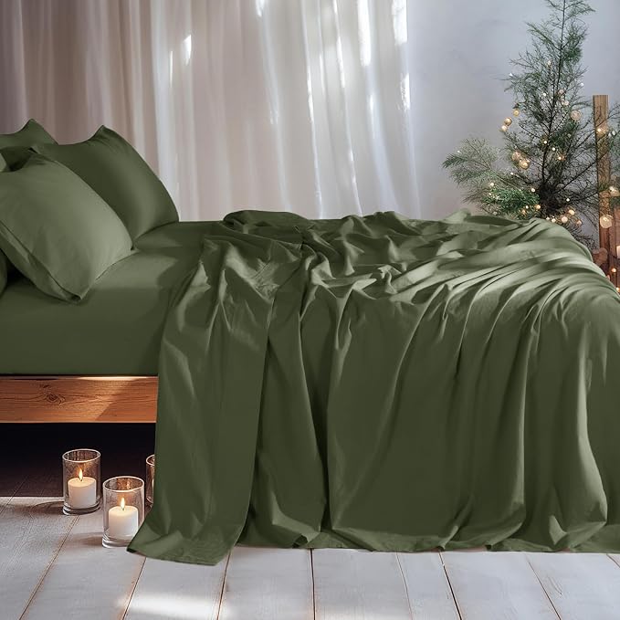 LBRO2M 100% Pure Linen Sheet Set Deep Pocket Up to 16" Bed Sheets Sets - Image 2