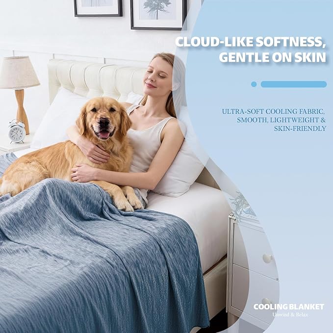 Cooling Blanket Twin Size, Cold Blanket Thin Lightweight Breathable Soft - Image 2