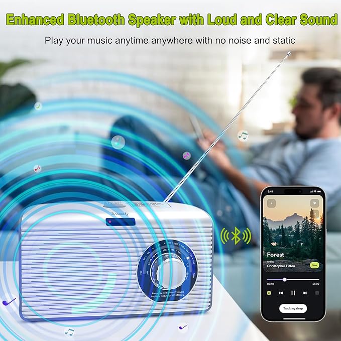 DreamSky Bluetooth Speaker Radio Sleep Timer, Hi-Fi Clear Extra Loud Sound - Image 2