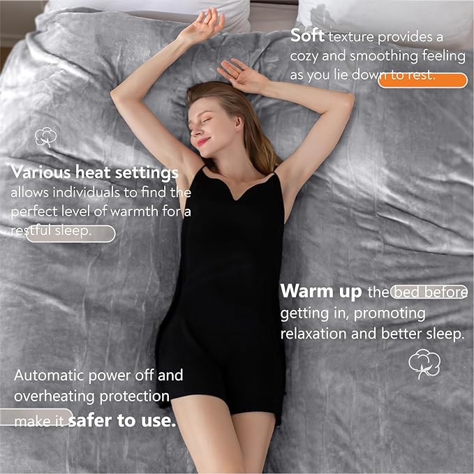 Wapaneus Heated Blanket Electric Queen Size 84"x90"-Dual Control - Image 2