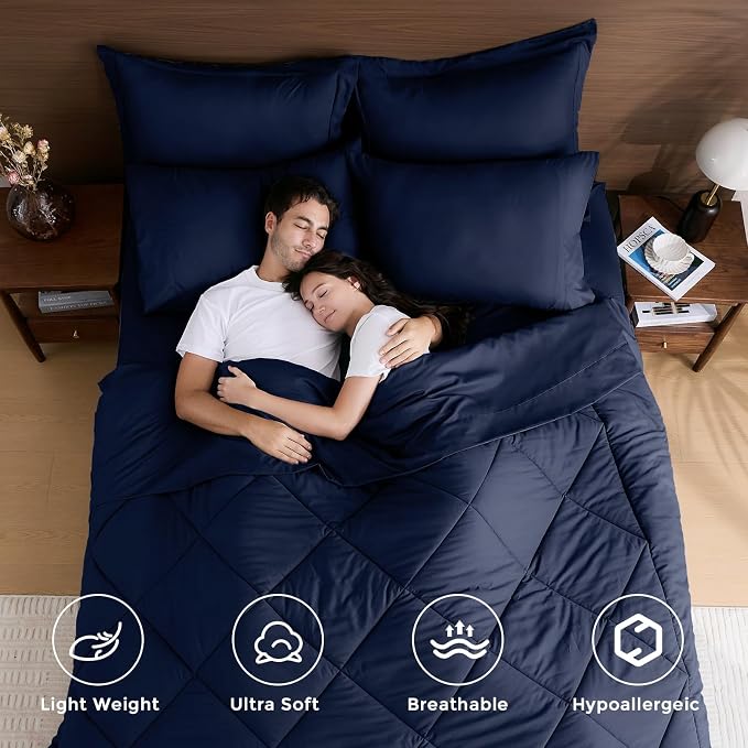 HEVUMYI Navy Blue Twin-XL Comforter Set - Image 2