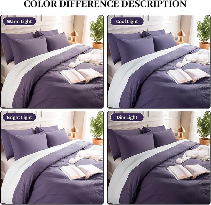 NEXHOME PRO 100% Washed Cotton Duvet Cover Full Size, Ogranic Natural Linen - Image 3