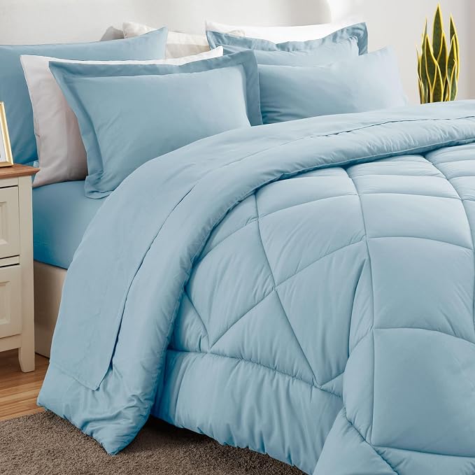 CozyLux Queen Comforter Set Light Blue - Image 8