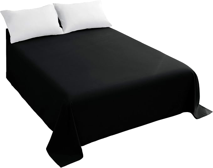 Sfoothome Full Flat Sheet Black Top Sheet, Premium Hotel 1-Piece, Luxury and by Sfoothome